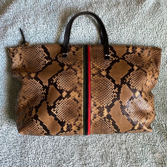 Clare V. Attaché Snake Embossed Goatskin Tote - Picture 4 of 16